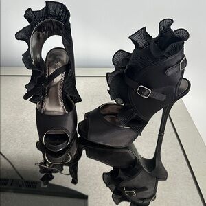 Elegant Black Ruffle Heels